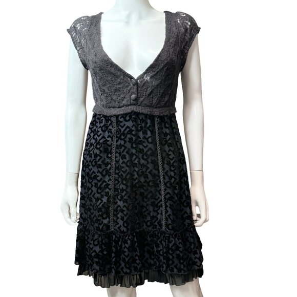 Free People 2012 Velvet Burnout Combo Women’s Dress Size 10 - Picture 1 of 9